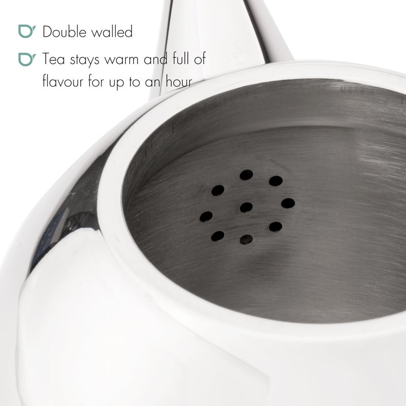 bredemeijer Santhee Double Walled Teapot, 0.5-Liter Stainless Steel Glossy Finish with Glossy Accents - Image 2